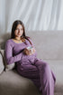 Women Fall pajama set Lavender shirt + Pants